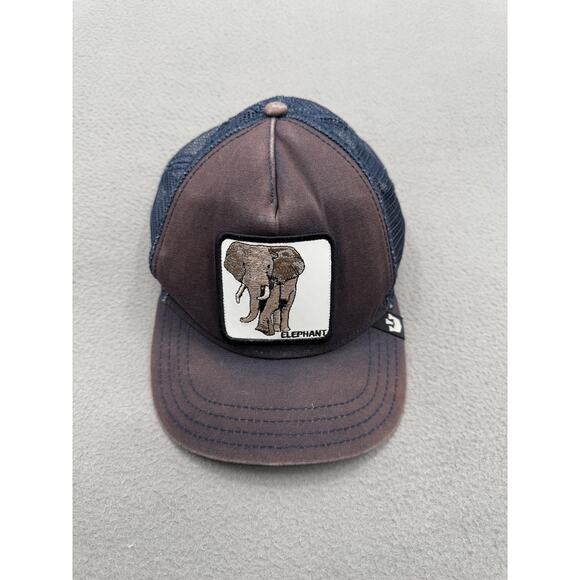 Goorin Bros Elephant Hat Cap Snap Back One Size Brown Navy Trucker Patch Mens - Picture 1 of 7